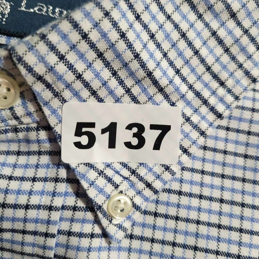 Vintage Polo‎ Ralph Lauren Button Up Shirt Mens XXL Oxford Classic Fit Blue Grid